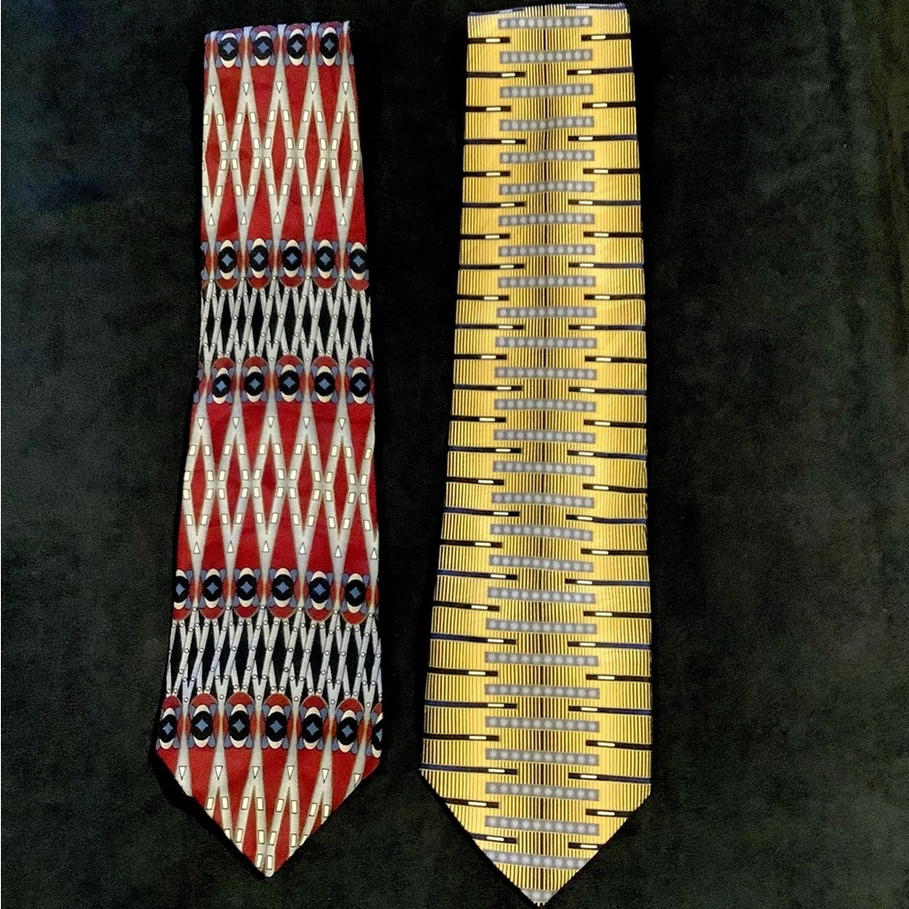 2 silk neckties Nipon Di Maggie Steampunk industrial funky